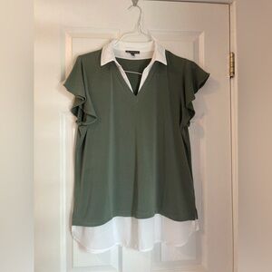 Adrianna Papell short sleeve layered shirt. Size Large